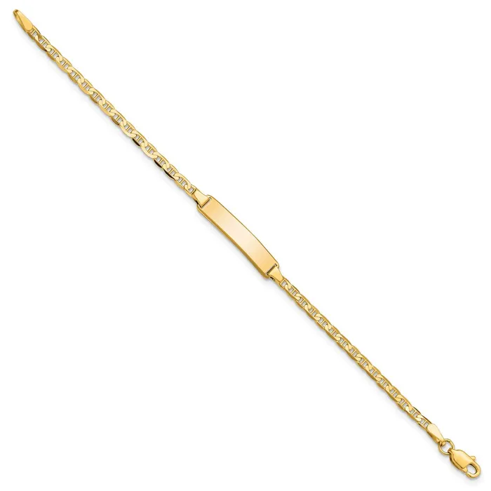 Solid 14K Yellow Gold Flat Anchor Link ID Bracelet MDS Bracelets Solid 14K Yellow Gold Flat Anchor Link ID Bracelet MDS Bracelets