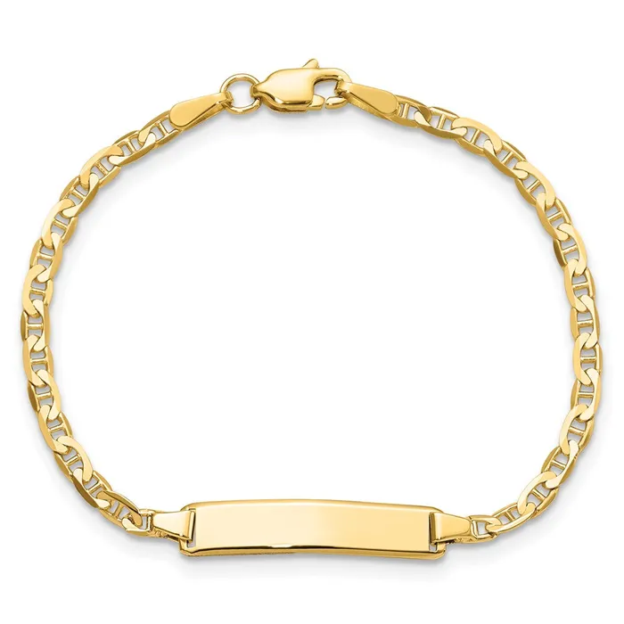 Solid 14K Yellow Gold Flat Anchor Link ID Bracelet MDS Bracelets Solid 14K Yellow Gold Flat Anchor Link ID Bracelet MDS Bracelets