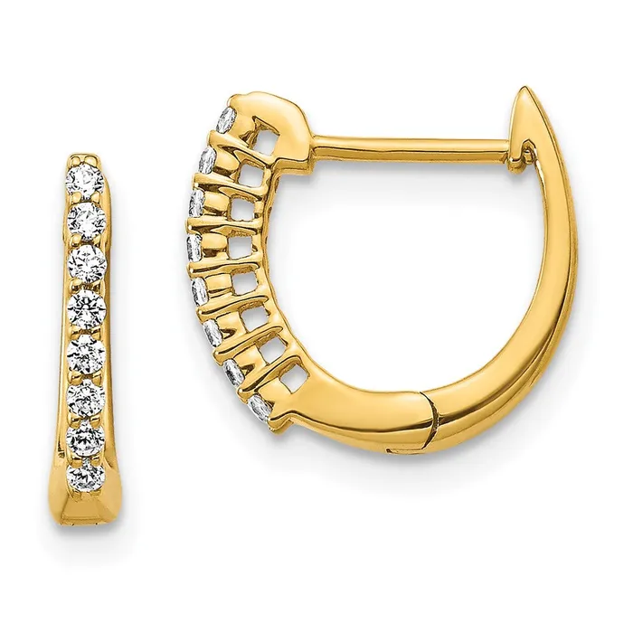Solid 14k Yellow Gold Polished Simulated CZ Hinged Hoop Earrings Goldia Earrings Solid 14k Yellow Gold Polished Simulated CZ Hinged Hoop Earrings Goldia Earrings