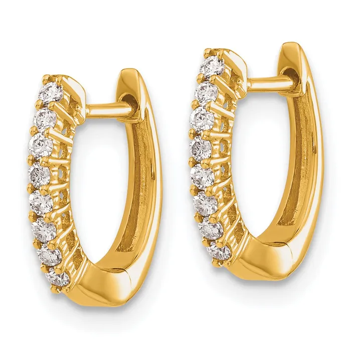 Solid 14k Yellow Gold Polished Simulated CZ Hinged Hoop Earrings Goldia Earrings Solid 14k Yellow Gold Polished Simulated CZ Hinged Hoop Earrings Goldia Earrings