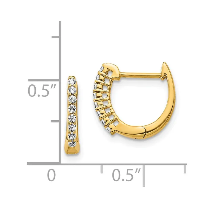 Solid 14k Yellow Gold Polished Simulated CZ Hinged Hoop Earrings Goldia Earrings Solid 14k Yellow Gold Polished Simulated CZ Hinged Hoop Earrings Goldia Earrings