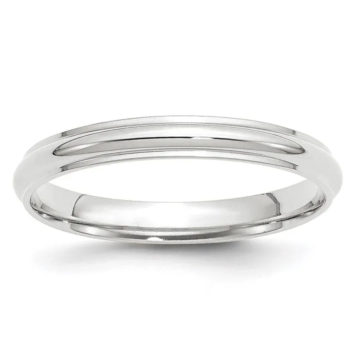 Solid 18K White Gold 3mm Half Round with Edge MensWomens Wedding Band Ring Size 8 Goldia Rings Solid 18K White Gold 3mm Half Round with Edge MensWomens Wedding Band Ring Size 8 Goldia Rings