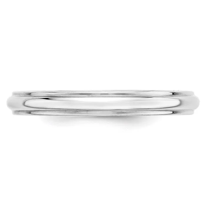 Solid 18K White Gold 3mm Half Round with Edge MensWomens Wedding Band Ring Size 8 Goldia Rings Solid 18K White Gold 3mm Half Round with Edge MensWomens Wedding Band Ring Size 8 Goldia Rings