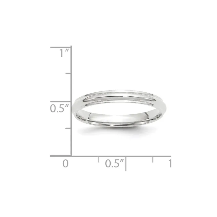 Solid 18K White Gold 3mm Half Round with Edge MensWomens Wedding Band Ring Size 8 Goldia Rings Solid 18K White Gold 3mm Half Round with Edge MensWomens Wedding Band Ring Size 8 Goldia Rings