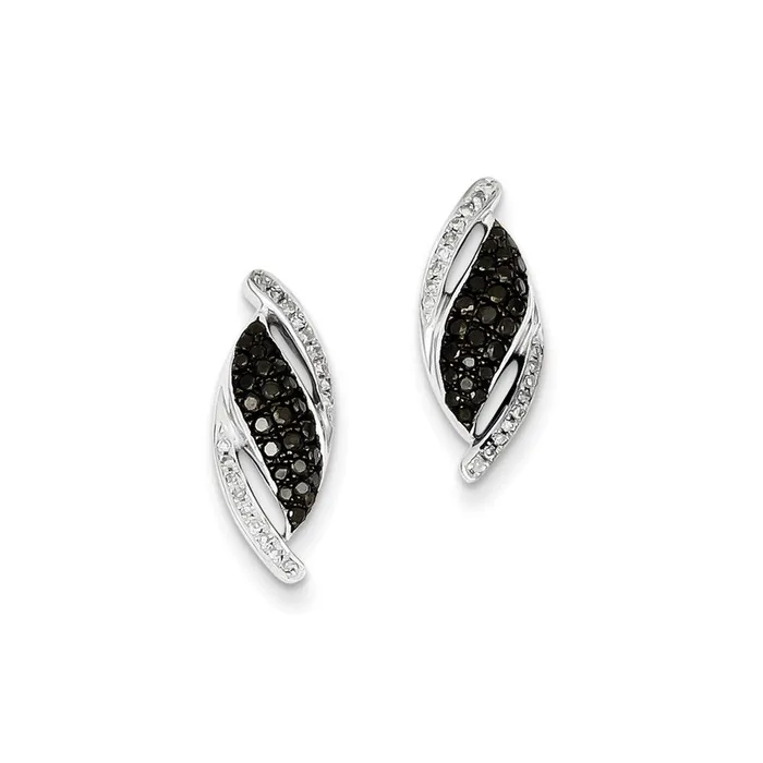 Sterling Silver Black u0026 White Diamond Post Earrings Goldia Earrings