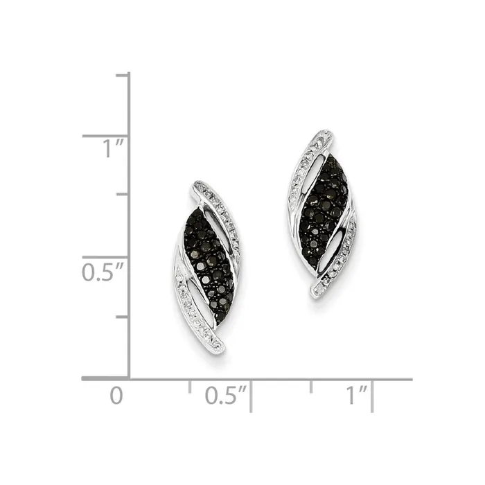 Sterling Silver Black u0026 White Diamond Post Earrings Goldia Earrings