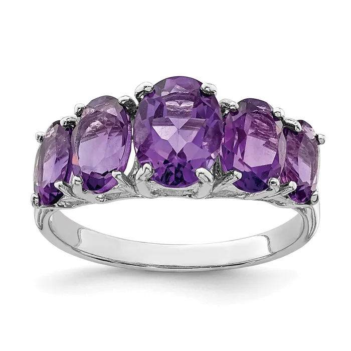 Sterling Silver Rhodium Amethyst Ring Goldia Rings