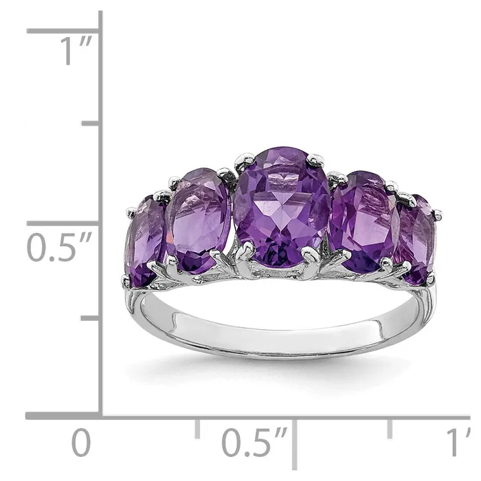 Sterling Silver Rhodium Amethyst Ring Goldia Rings