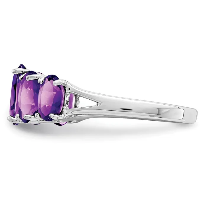 Sterling Silver Rhodium Amethyst Ring Goldia Rings