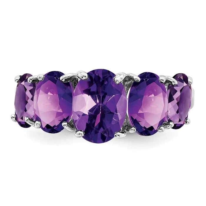 Sterling Silver Rhodium Amethyst Ring Goldia Rings