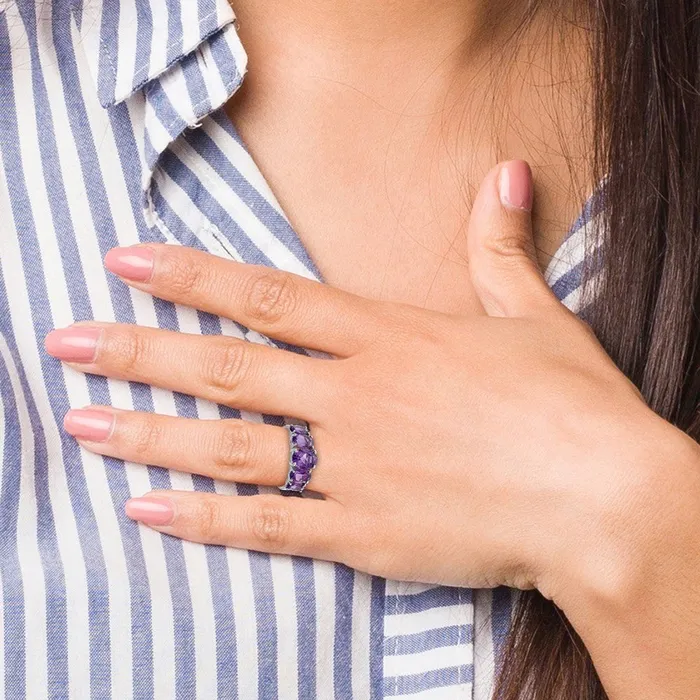 Sterling Silver Rhodium Amethyst Ring Goldia Rings