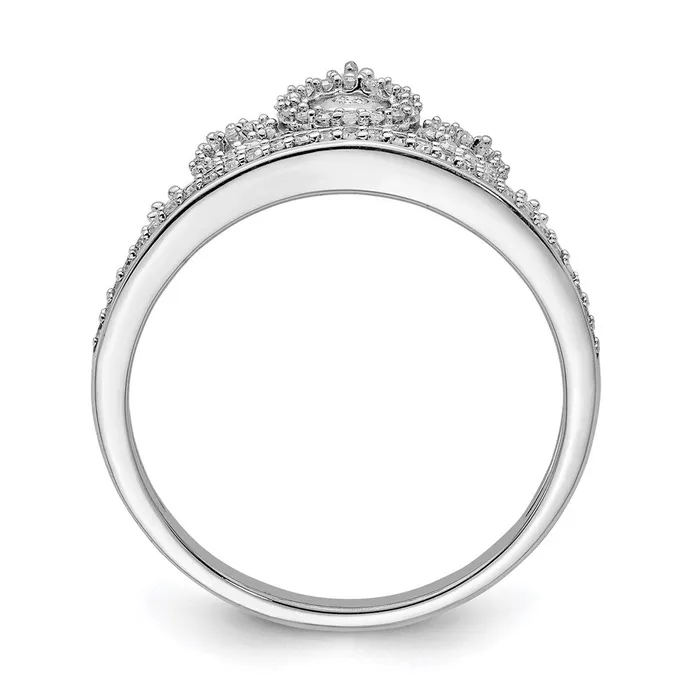 Sterling Silver Rhodium Plated Diamond Crown Ring Goldia Rings