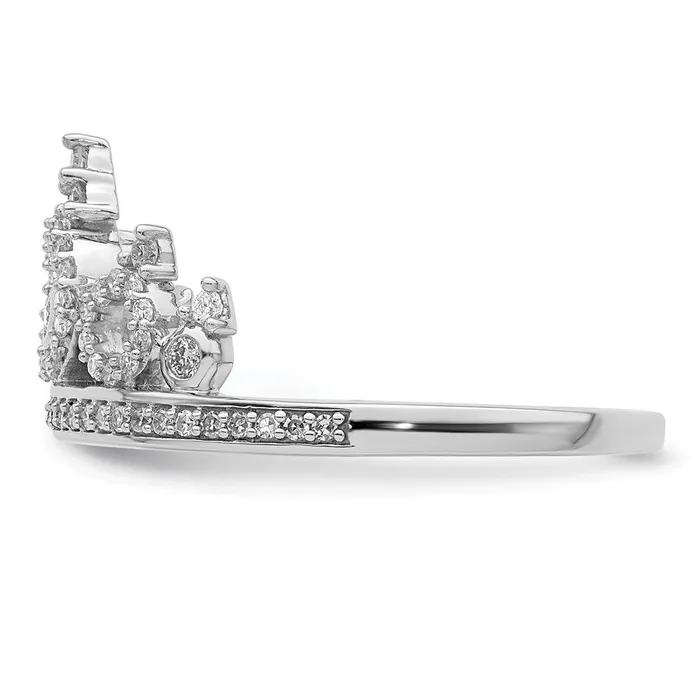 Sterling Silver Rhodium Plated Diamond Crown Ring Goldia Rings