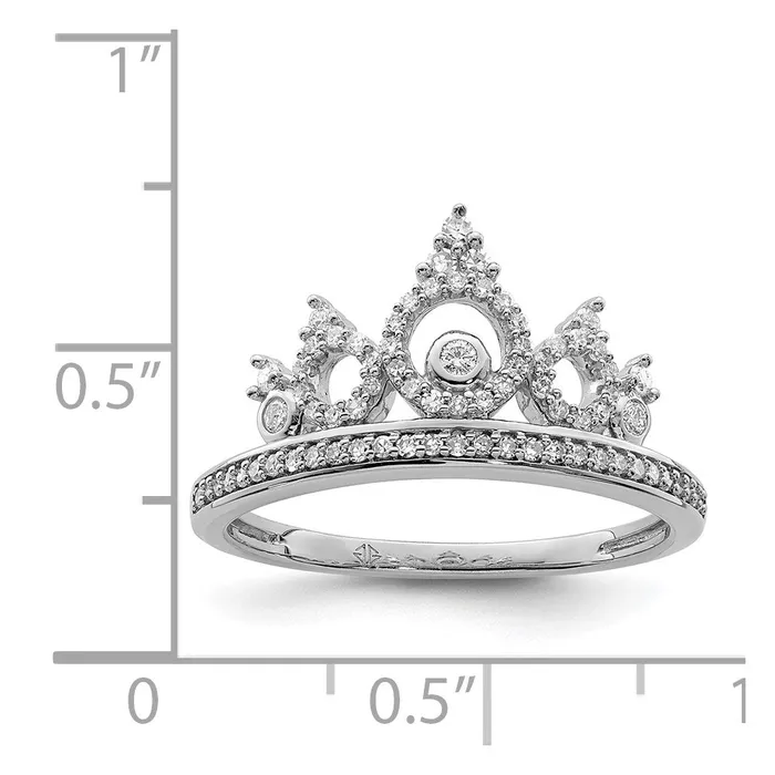 Sterling Silver Rhodium Plated Diamond Crown Ring Goldia Rings