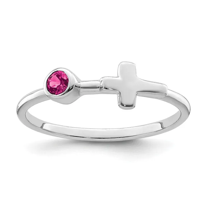 Sterling Silver Rhodiumplated Polished Cross Pink Tourmaline Ring Goldia Rings Sterling Silver Rhodiumplated Polished Cross Pink Tourmaline Ring Goldia Rings