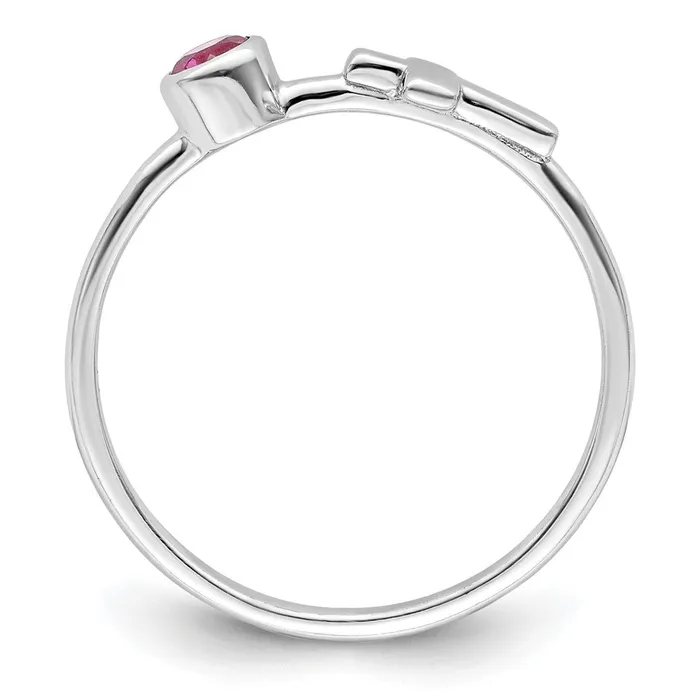 Sterling Silver Rhodiumplated Polished Cross Pink Tourmaline Ring Goldia Rings