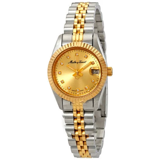 Watches JMS always Original MatheyTissot Mathey II Quartz Crystal Gold Dial Ladies Watch D710BDI Watches JMS always Original MatheyTissot Mathey II Quartz Crystal Gold Dial Ladies Watch D710BDI