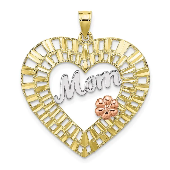 10k Twotone wWhite Rhodium DC MOM Heart Charm TreasureFineJewelers Rings 10k Twotone wWhite Rhodium DC MOM Heart Charm TreasureFineJewelers Rings