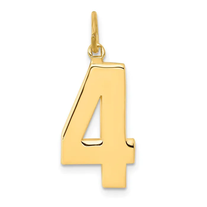 14k Large Polished Number 4 Charm TreasureFineJewelers Charm Necklaces