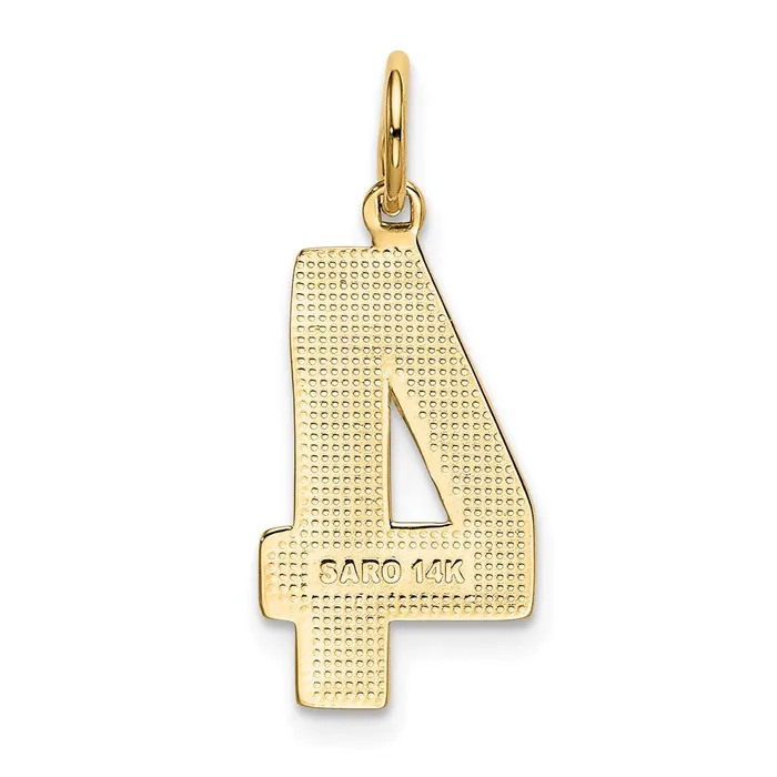 14k Large Polished Number 4 Charm TreasureFineJewelers Charm Necklaces