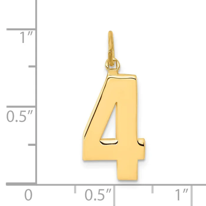 14k Large Polished Number 4 Charm TreasureFineJewelers Charm Necklaces