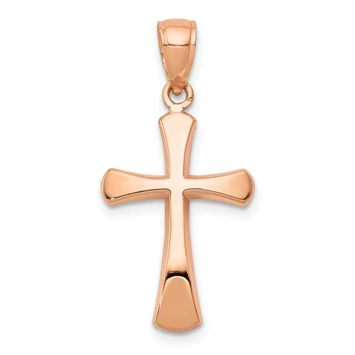14K Rose Gold Polished Beveled Cross w Round Tips Charm TreasureFineJewelers Charm Necklaces 14K Rose Gold Polished Beveled Cross w Round Tips Charm TreasureFineJewelers Charm Necklaces