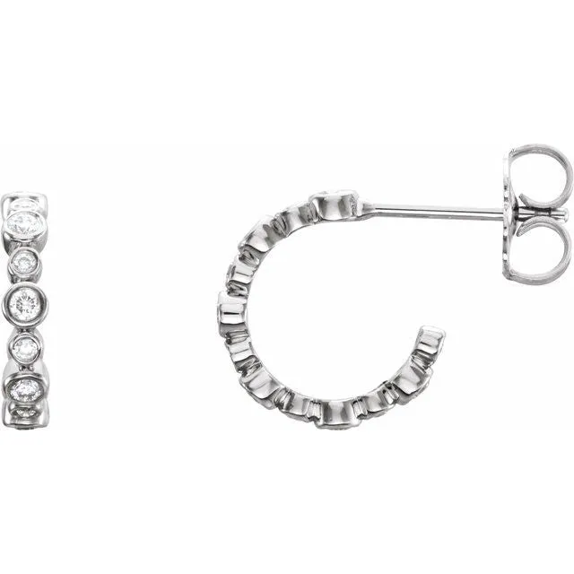 14K White 14 CTW Diamond Hoop Earrings TreasureFineJewelers Earrings