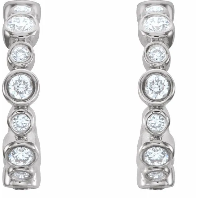 14K White 14 CTW Diamond Hoop Earrings TreasureFineJewelers Earrings
