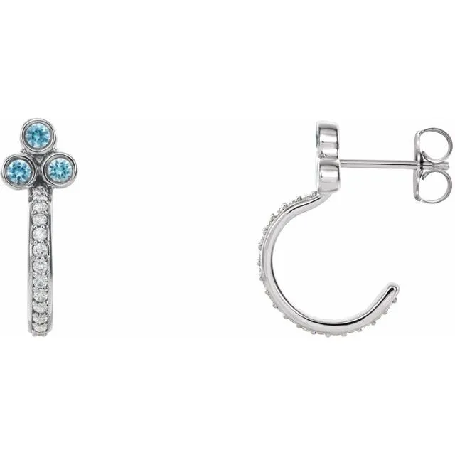 14K White Blue Zircon 14 CTW Diamond JHoop Earrings TreasureFineJewelers Earrings 14K White Blue Zircon 14 CTW Diamond JHoop Earrings TreasureFineJewelers Earrings