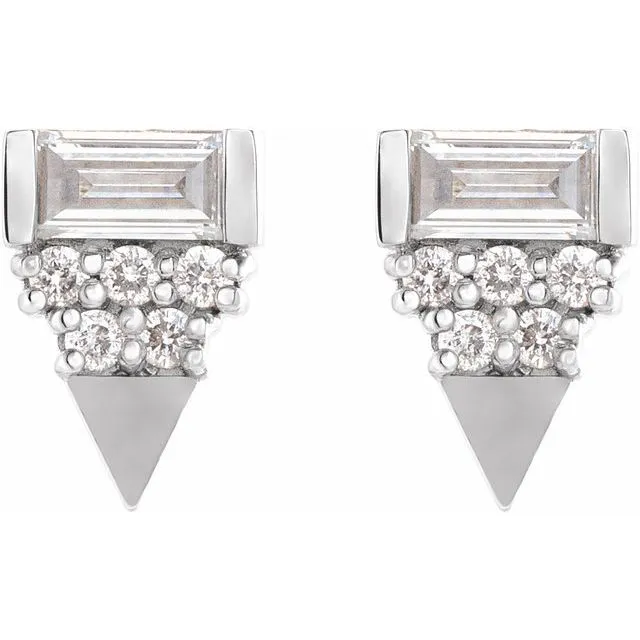 14K White Gold 14 CTW Natural Diamond Geometric Earrings TreasureFineJewelers Earrings
