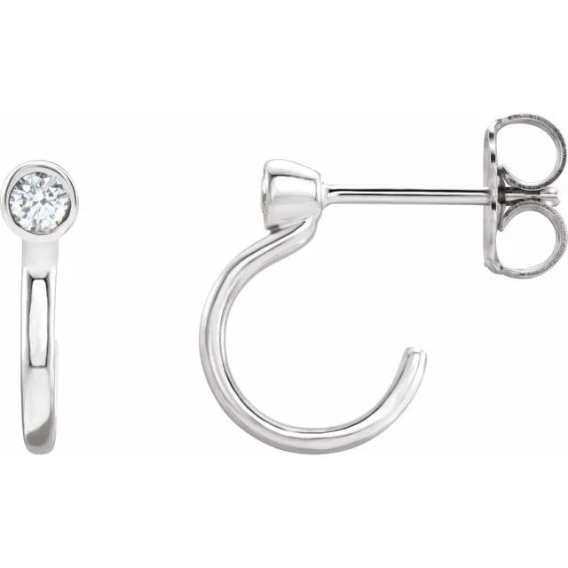 14K White Gold 18 CTW Natural Diamond Huggie JHoop Earring TreasureFineJewelers Earrings 14K White Gold 18 CTW Natural Diamond Huggie JHoop Earring TreasureFineJewelers Earrings