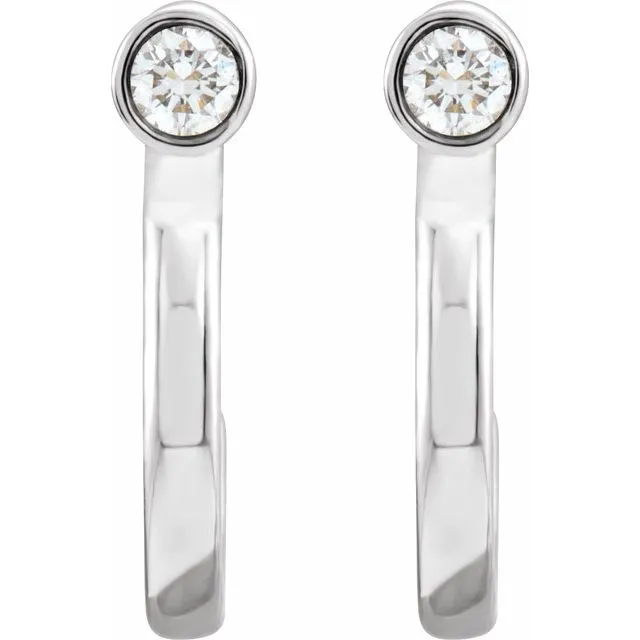 14K White Gold 18 CTW Natural Diamond Huggie JHoop Earring TreasureFineJewelers Earrings
