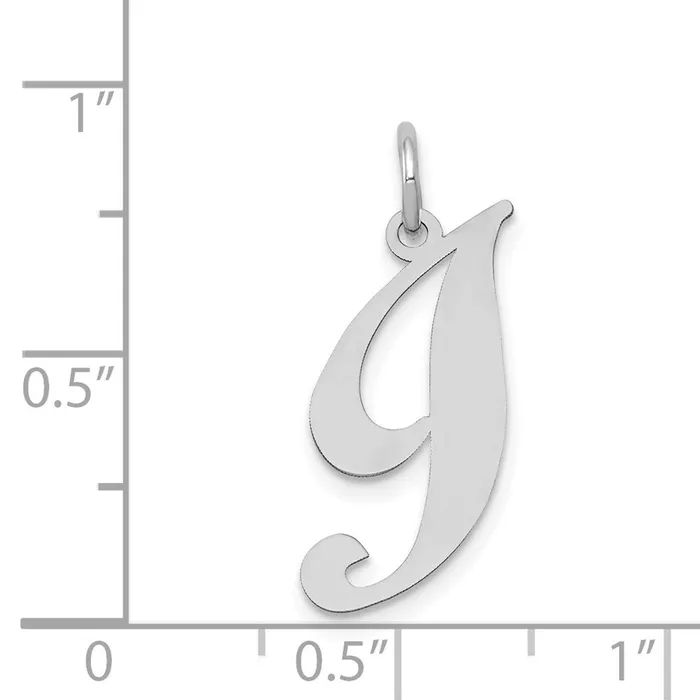 14K White Gold Medium Fancy Script Letter I Initial Charm TreasureFineJewelers Charm Necklaces