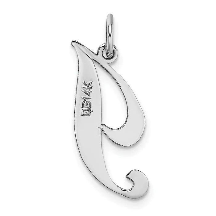 14K White Gold Medium Fancy Script Letter I Initial Charm TreasureFineJewelers Charm Necklaces