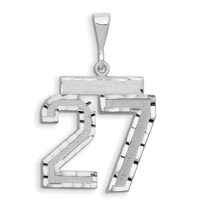 14k White Gold Small Brushed Diamondcut Number 27 Charm TreasureFineJewelers Charm Necklaces 14k White Gold Small Brushed Diamondcut Number 27 Charm TreasureFineJewelers Charm Necklaces
