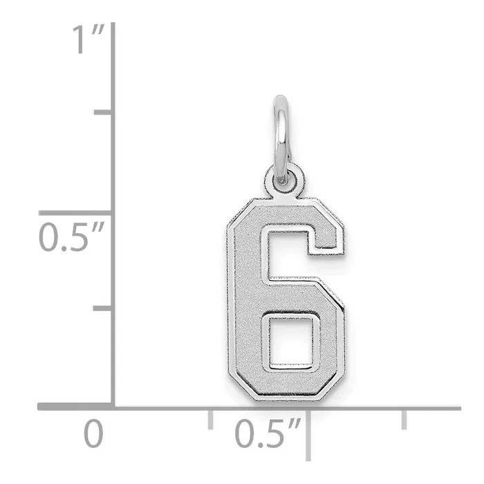14k White Gold Small Satin Number 6 Charm TreasureFineJewelers Charm Necklaces