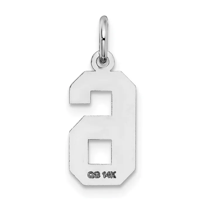 14k White Gold Small Satin Number 6 Charm TreasureFineJewelers Charm Necklaces