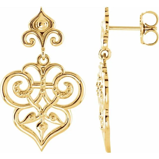 14K Yellow Gold 172x16 mm FleurdeLis Earrings TreasureFineJewelers Earrings 14K Yellow Gold 172x16 mm FleurdeLis Earrings TreasureFineJewelers Earrings
