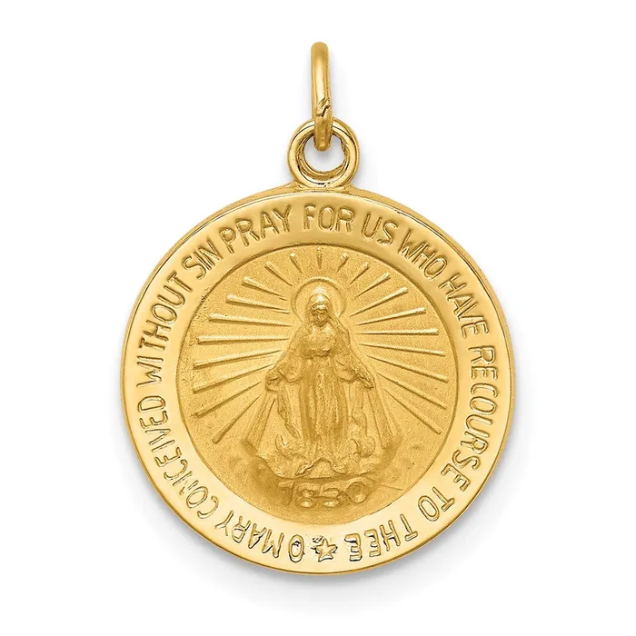 14k Yellow Gold Solid PolishedSatin Round Miraculous Medal TreasureFineJewelers PreStyled Sets 14k Yellow Gold Solid PolishedSatin Round Miraculous Medal TreasureFineJewelers PreStyled Sets