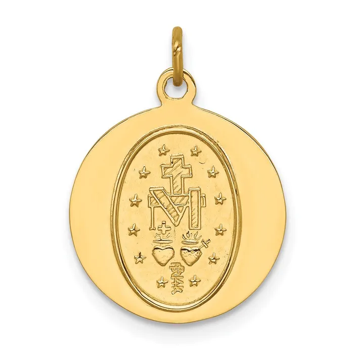 14k Yellow Gold Solid PolishedSatin Round Miraculous Medal TreasureFineJewelers PreStyled Sets