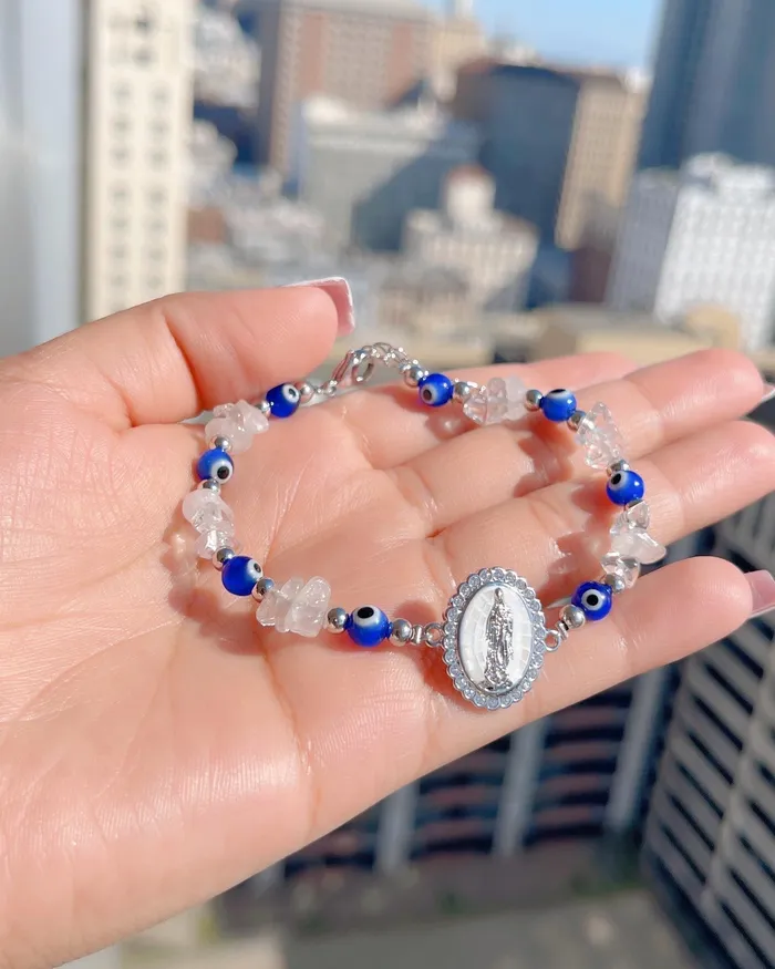 Bracelets MP Jewelry Silver Clear Quartz Protection Bracelet
