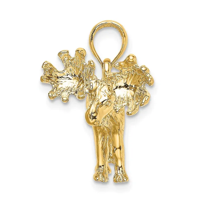 Charm Necklaces 14K 3D Textured Moose Charm TreasureFineJewelers