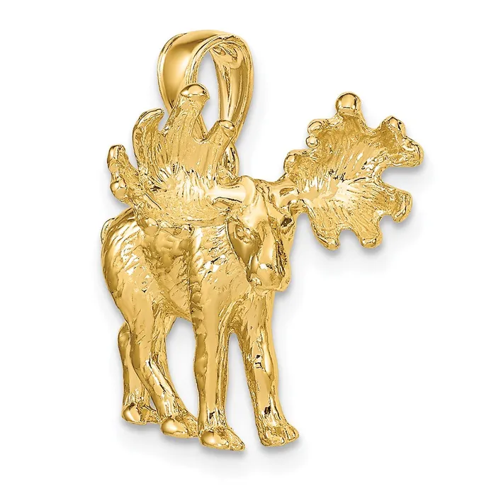 Charm Necklaces 14K 3D Textured Moose Charm TreasureFineJewelers