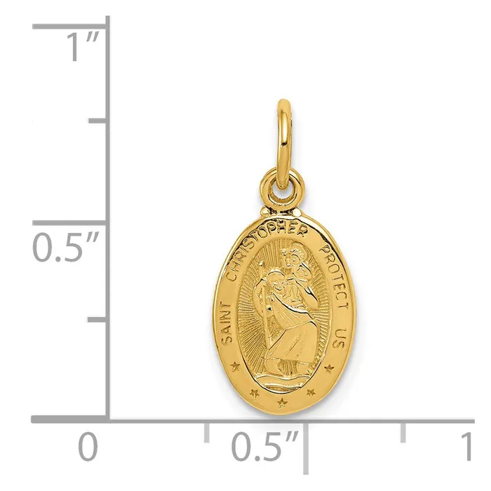 Charm Necklaces 14k Saint Christopher Medal Charm TreasureFineJewelers