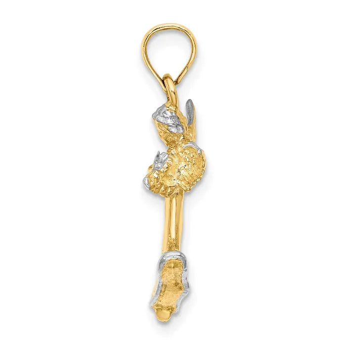 Charm Necklaces 14k w White Rhodium 3D Angel Playing Violin Charm TreasureFineJewelers