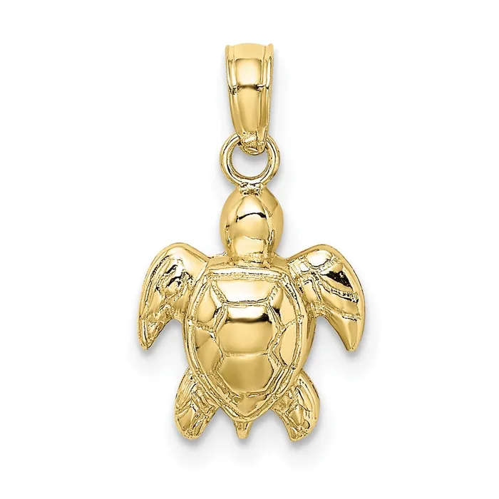 Charm Necklaces TreasureFineJewelers 10K Textured Mini Sea Turtle Charm