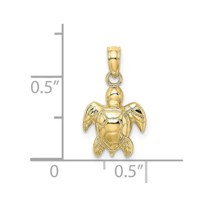 Charm Necklaces TreasureFineJewelers 10K Textured Mini Sea Turtle Charm