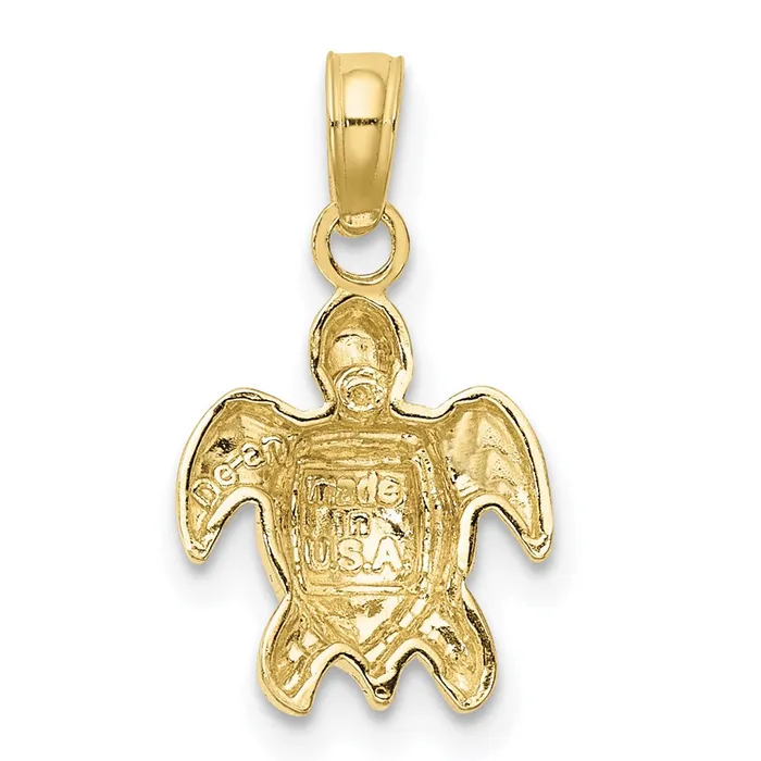 Charm Necklaces TreasureFineJewelers 10K Textured Mini Sea Turtle Charm