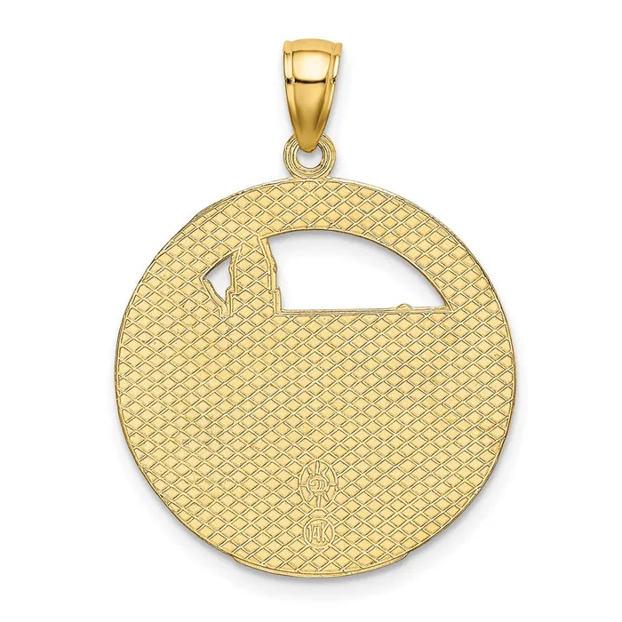 Charm Necklaces TreasureFineJewelers 14K BOSTON Town Scene Round Charm