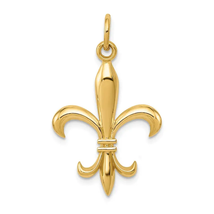 Charm Necklaces TreasureFineJewelers 14k Hollow Fleur De Lis Charm